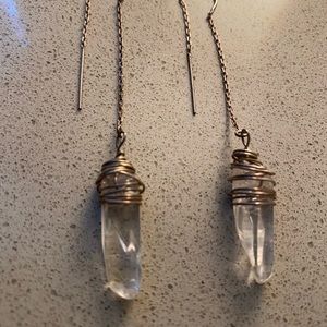 Jagged crystal earrings w/ sterling silver